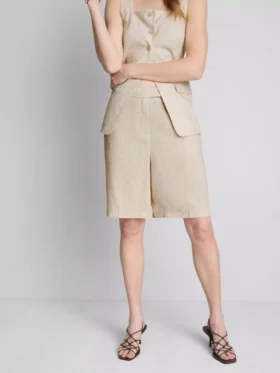 Bermudashorts i plissert linblanding