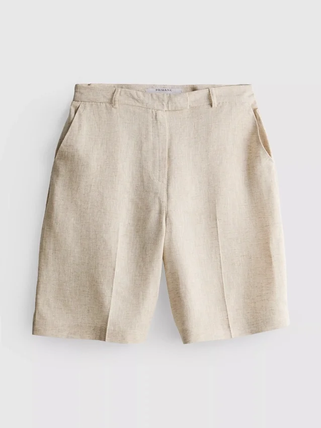 Bermudashorts i plissert linblanding