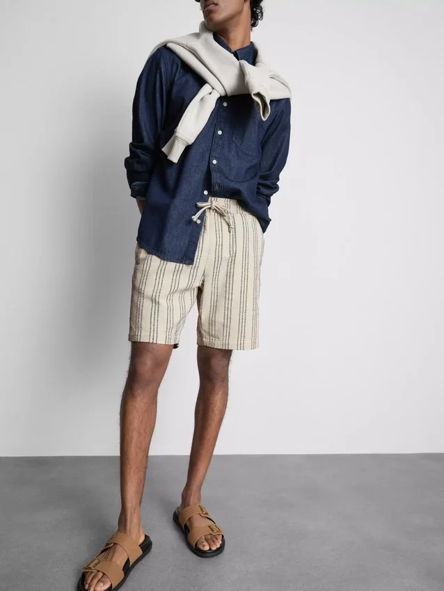 Bermudashorts med strukturerte striper