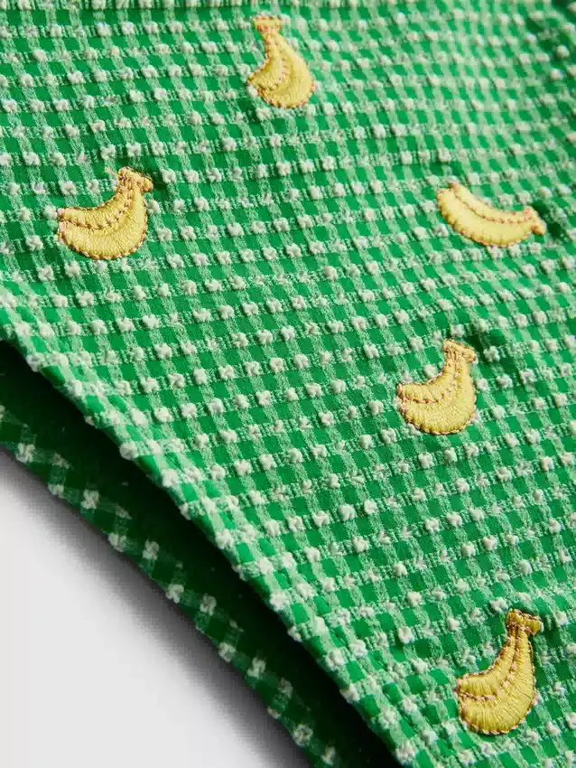 Bikinibukse i gingham med bånd i siden