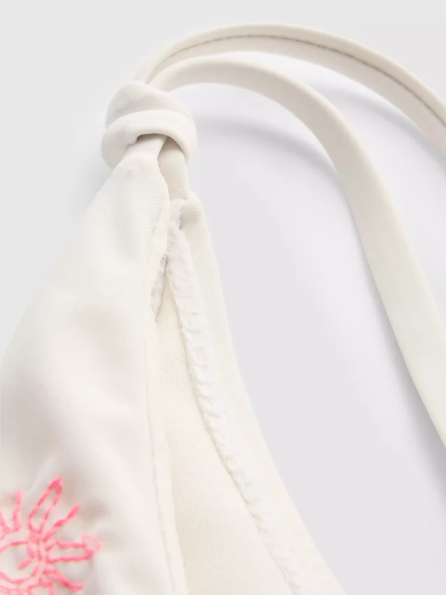 Bikinibukse med broderi og snøring i siden