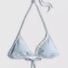 Bikinitopp i gingham med trekantform og daisy-kant