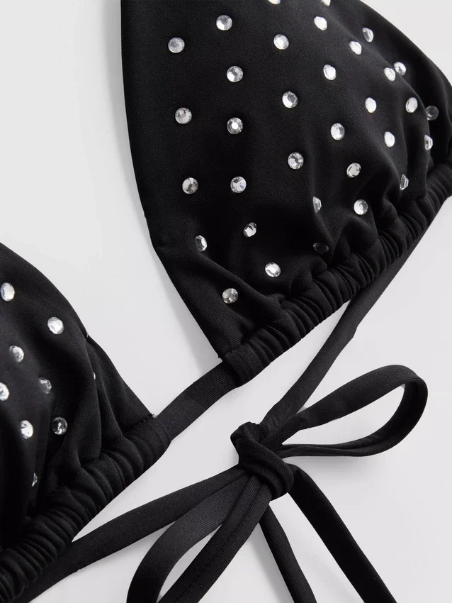 Bikinitopp med trekantformet strass