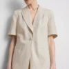 Blazer i linblanding med korte ermer