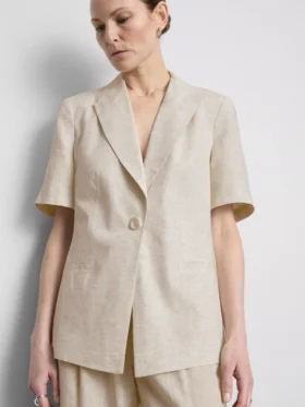 Blazer i linblanding med korte ermer