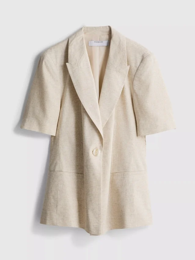 Blazer i linblanding med korte ermer