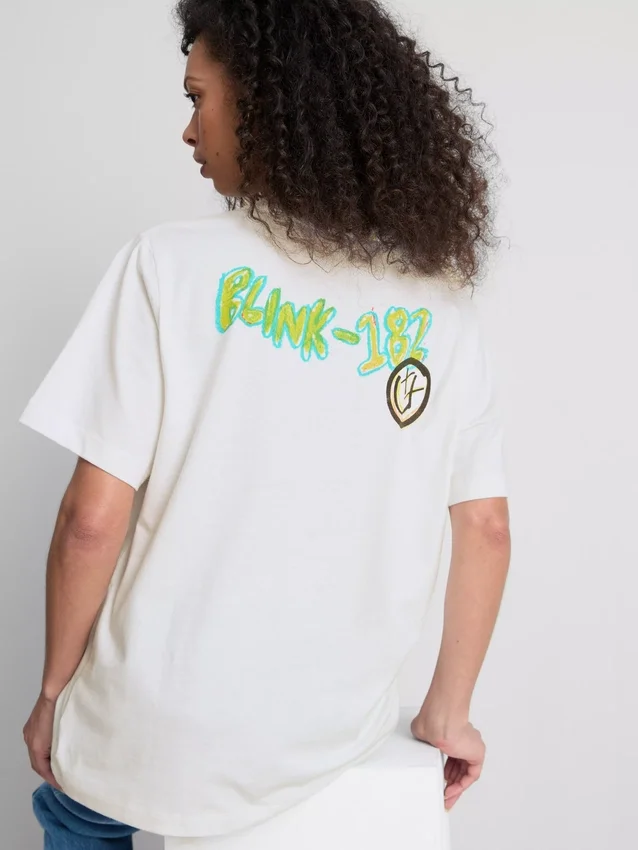 Blink 182 bomulls-T-skjorte med avslappet logo