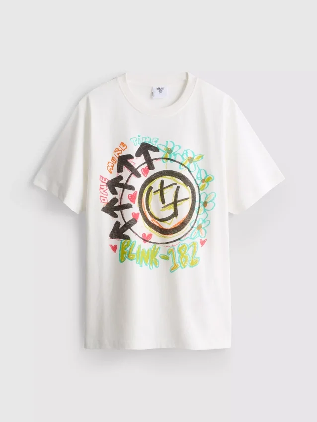 Blink 182 bomulls-T-skjorte med avslappet logo