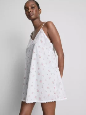 Blomstret bomulls-dobby-chemise