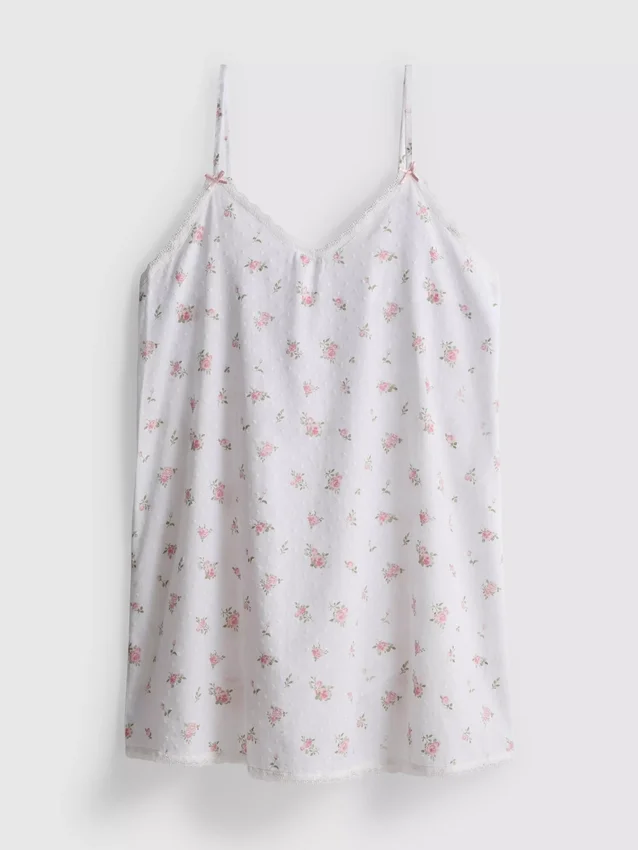 Blomstret bomulls-dobby-chemise