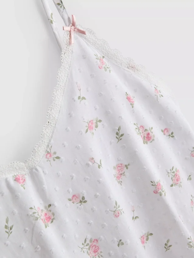 Blomstret bomulls-dobby-chemise