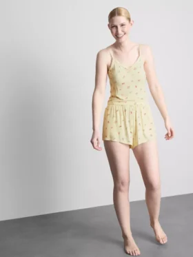 Blomstret ribbet pysjamaser-cami-top