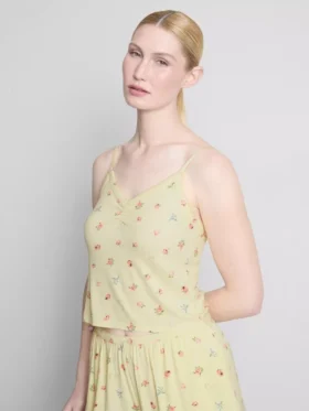 Blomstret ribbet pysjamaser-cami-top