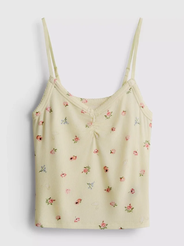 Blomstret ribbet pysjamaser-cami-top