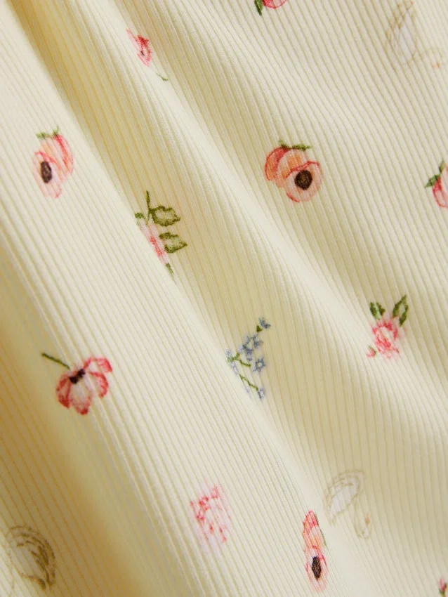 Blomstret ribbet pysjamaser-cami-top