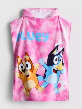 Bluey poncho med hette i frotté