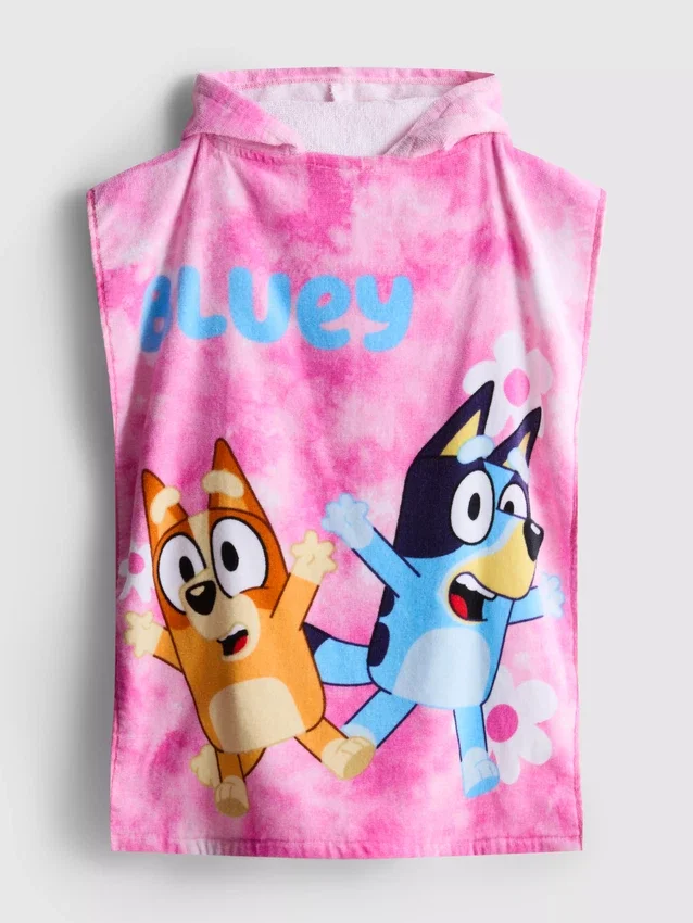 Bluey poncho med hette i frotté
