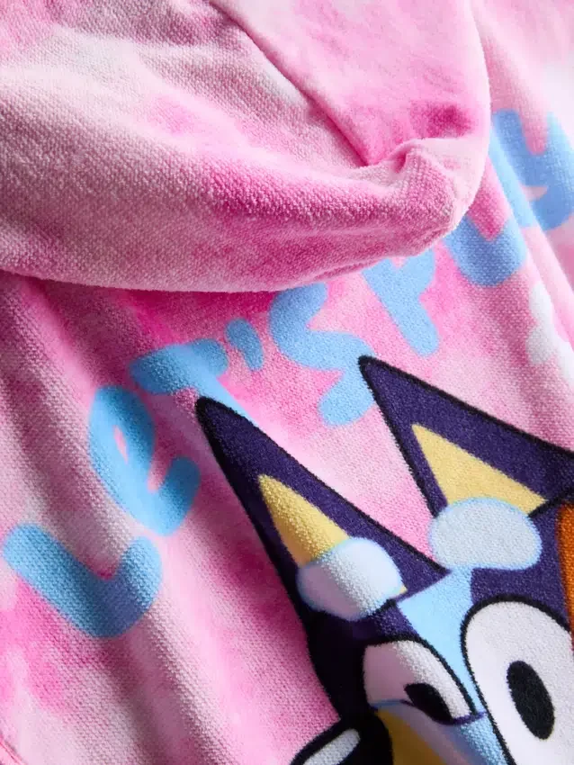 Bluey poncho med hette i frotté