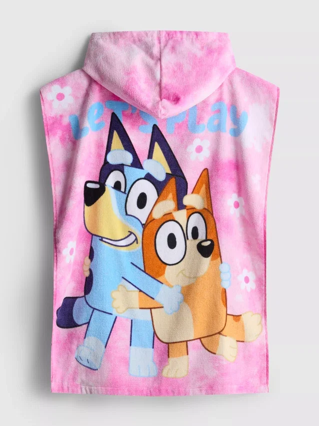 Bluey poncho med hette i frotté
