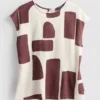 Bluse med korte ermer og trykk