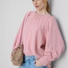 Bluse med strukturerte ballongermmer