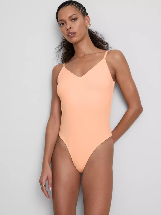Bodysuit med V-hals og stropper