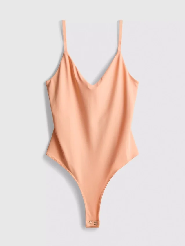 Bodysuit med V-hals og stropper