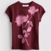 Bomulls-T-skjorte med blomstertrykk