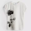 Bomulls-T-skjorte med blomstertrykk