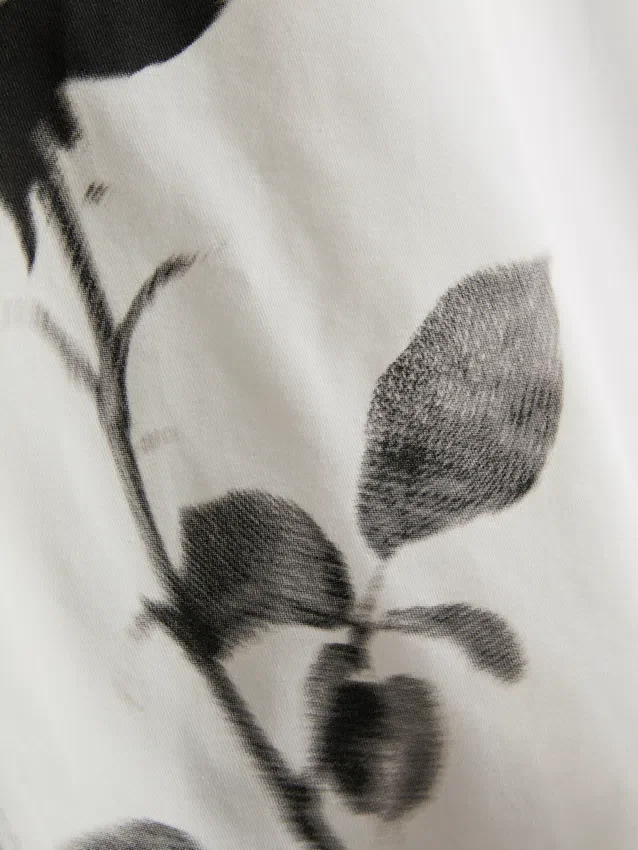 Bomulls-T-skjorte med blomstertrykk