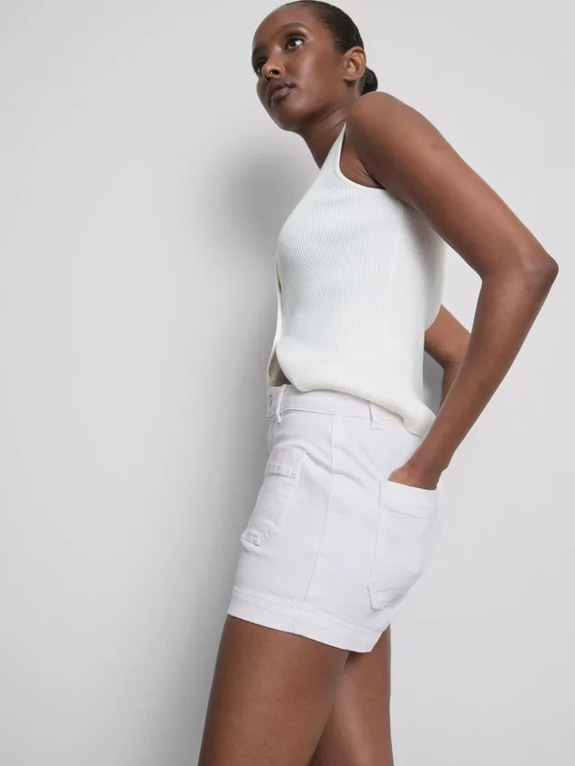 Bomullsdenim-shorts med lommer foran