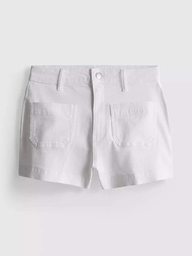 Bomullsdenim-shorts med lommer foran