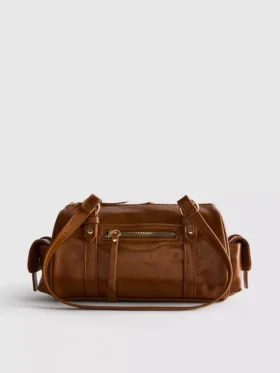 Bowlerveske i imitert skinn med slitt look