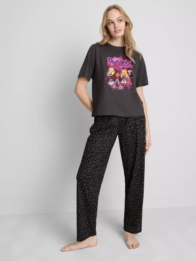 Bratz-pysjamaser i bomull med leopardmønster