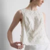 Broderte blomstermønstrede tank-top med bånd