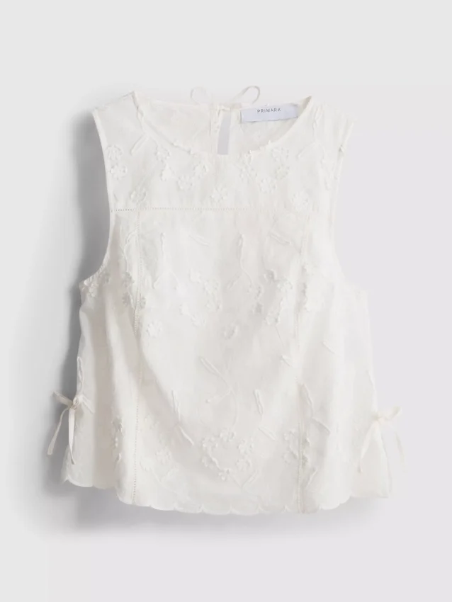 Broderte blomstermønstrede tank-top med bånd