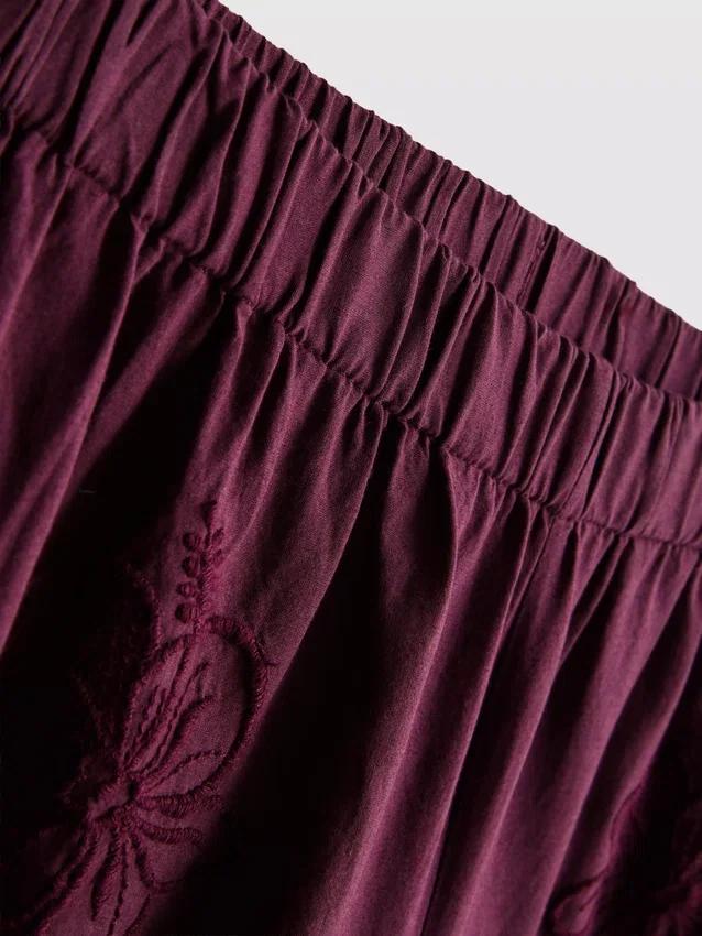 Broderte shorts i bomull med høy midje