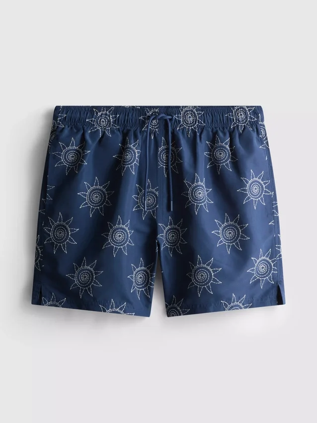 Broderte shorts med solmotiv