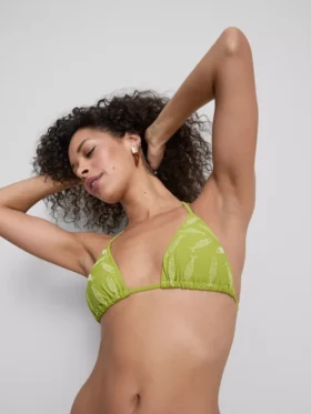 Broderte trekantede bikinitopper med fiskemotiv