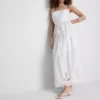 Cami-top i bomull med brodert peplum-kant