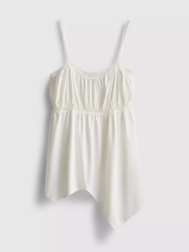 Cami-top i bomull med hanky-kant