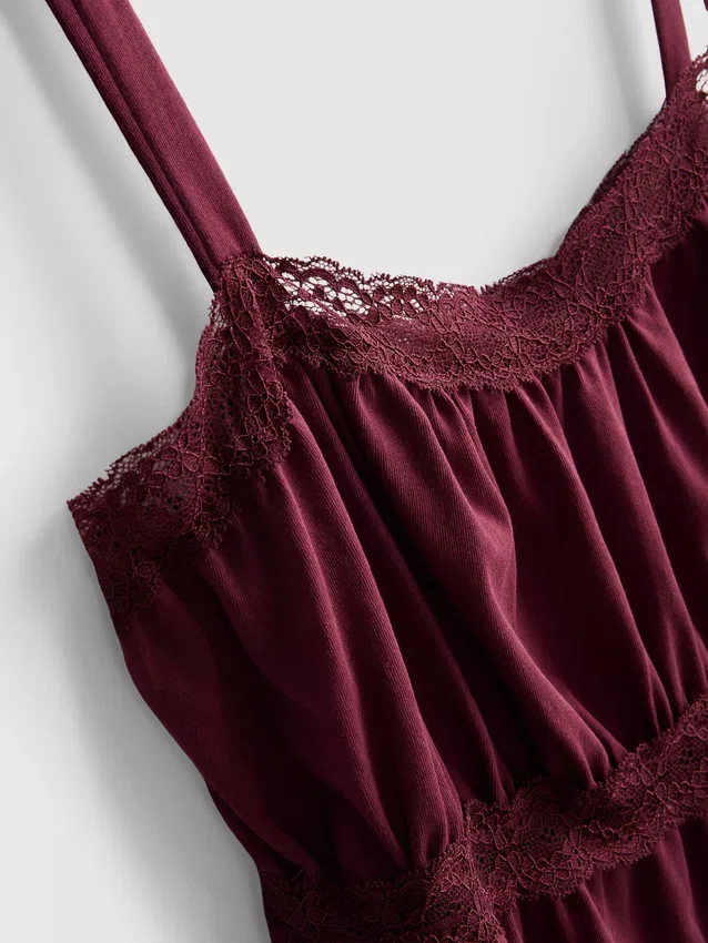 Cami-top i bomull med hanky-kant