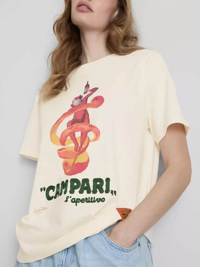 Campari bomulls-T-skjorte med rund hals
