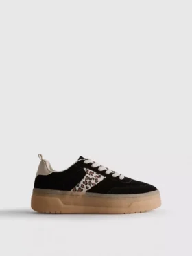 Chunky sneakers med leopardmønster og gummisåle