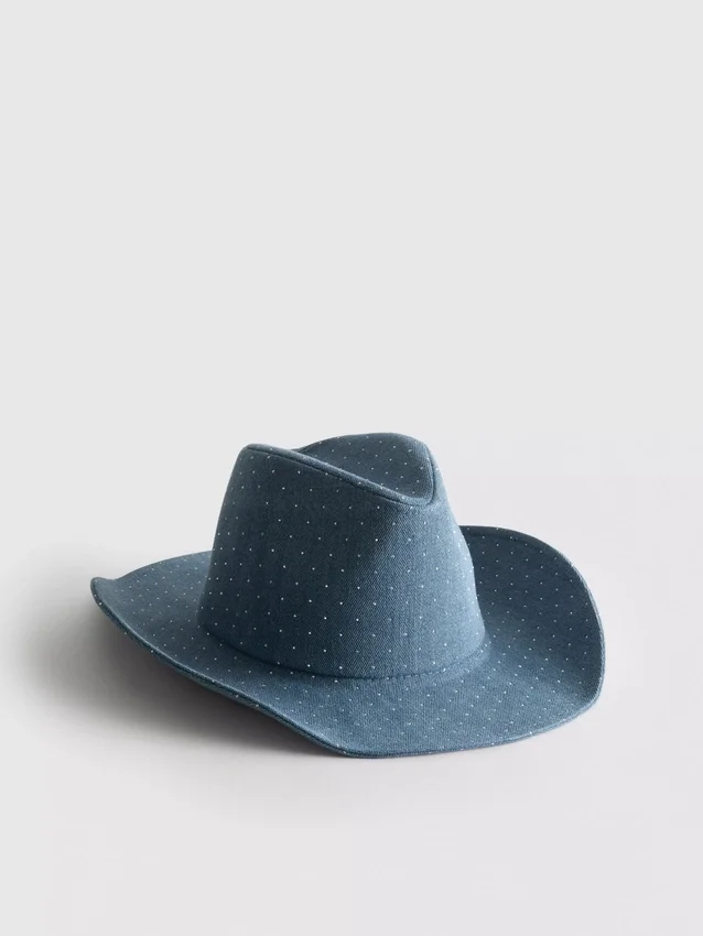 Cowboyhatt i denim med nitter