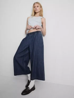 Culotte-Jeans med vide ben