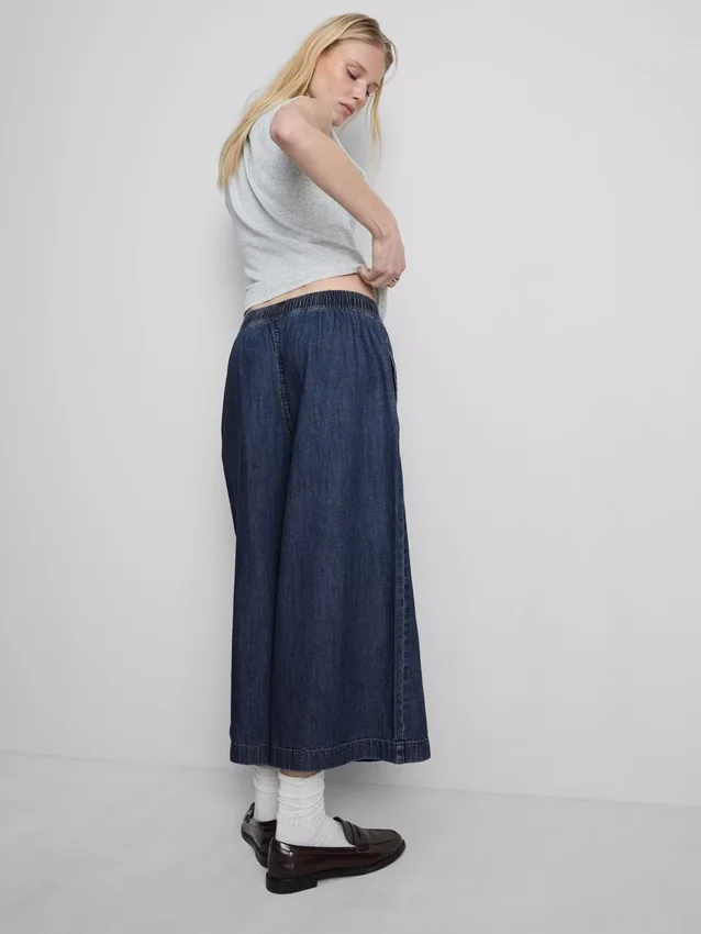 Culotte-Jeans med vide ben