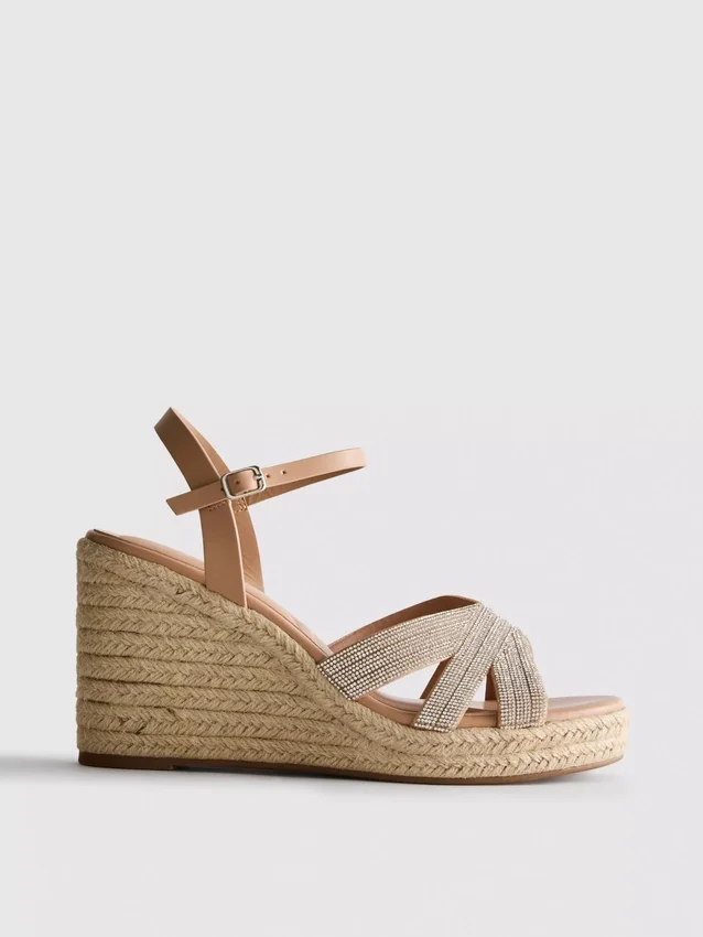 Dekorerte espadriller med kilehæl