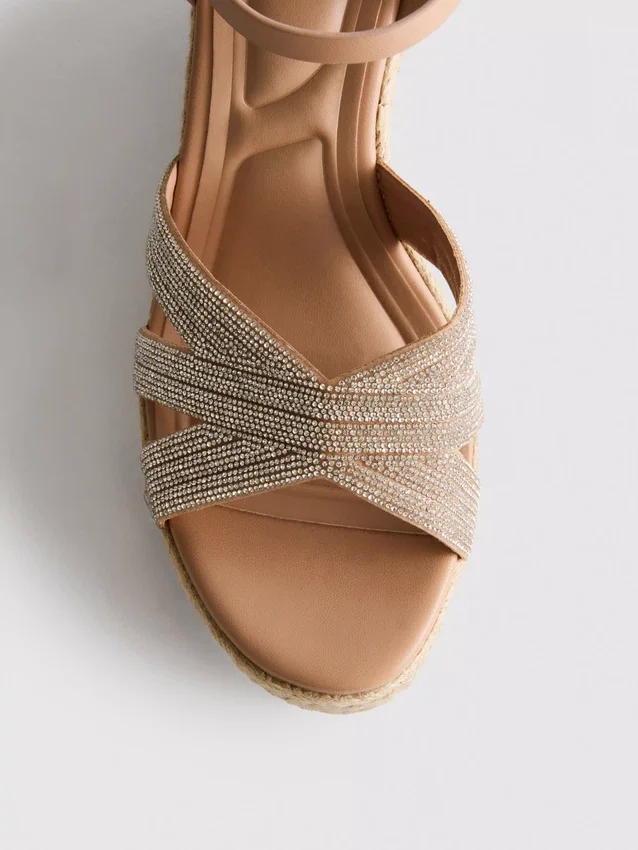 Dekorerte espadriller med kilehæl