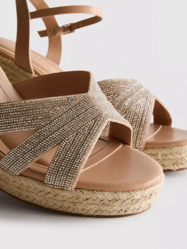 Dekorerte espadriller med kilehæl